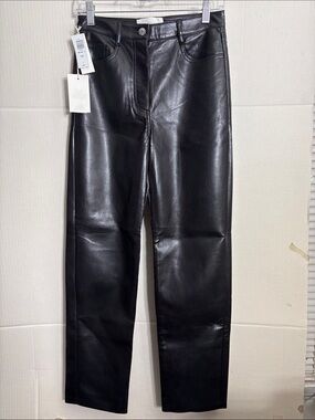 Aritzia Wilfred Black Faux Leather The Melina Pants 1518